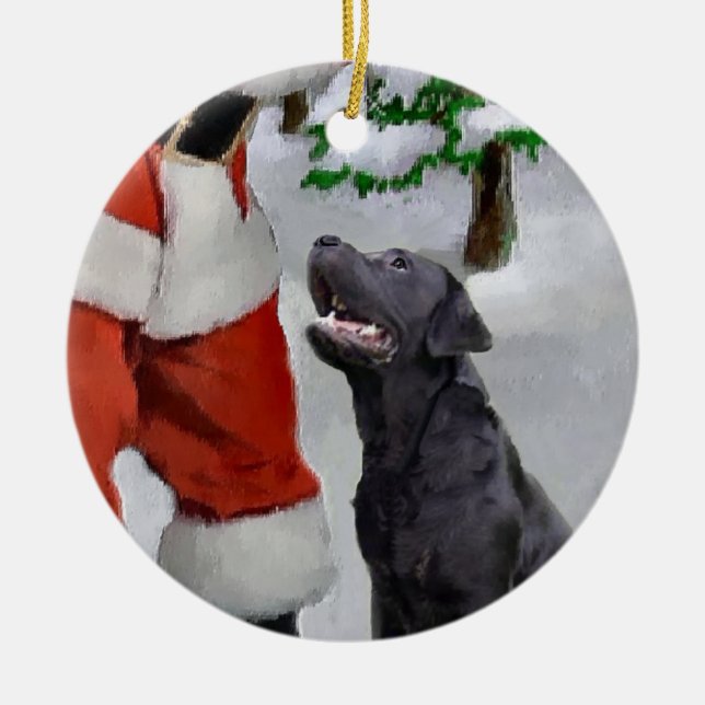 Cerâmica Ornamento de presentes de Natal do Labrador Retrie (Frente)