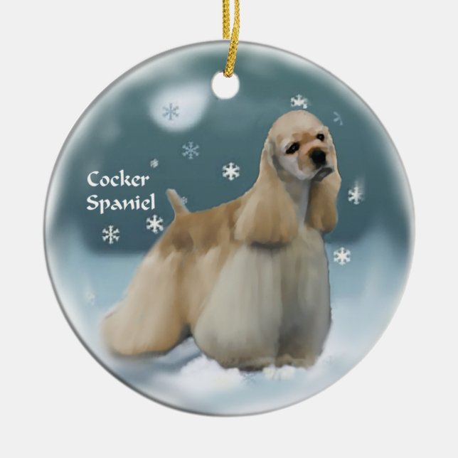 Cerâmica Ornamento de presentes de Natal em Cocker Spaniel (Frente)