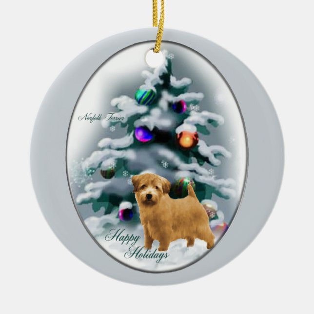 Cerâmica Ornamento de presentes de Natal Norfolk Terrier (Frente)