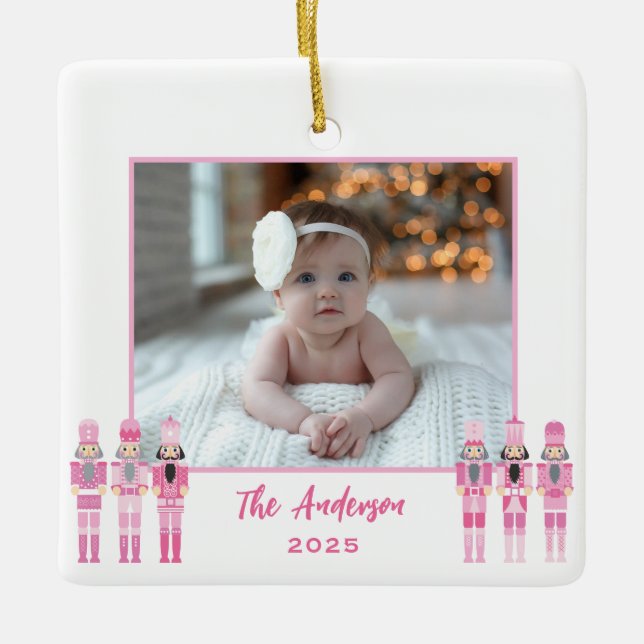 Cerâmica Ornamento de quebra-cabeça rosa (Frente)