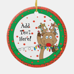 Cerâmica Ornamento de Reindeer de Natal Personalizar