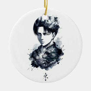 Cerâmica Ornamento de Retrato de Soldado de Tinta Azul