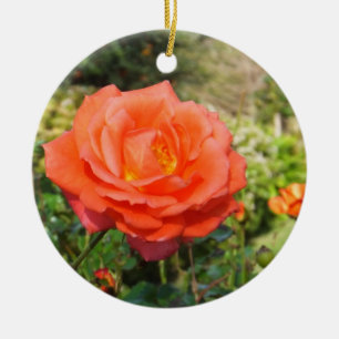 Cerâmica ornamento de rosa vermelha, personalizar