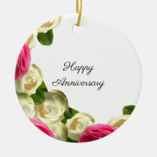 Cerâmica Ornamento de rosas Feliz Aniversário