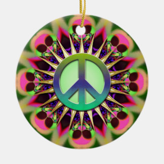 Cerâmica Ornamento de Sinal de Paz de Alienígena Rosa Groov