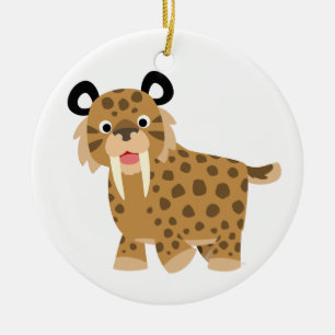 Cerâmica Ornamento de Smilodon Feliz Cartoon Bonito