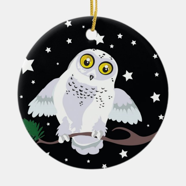 Cerâmica ornamento de Snowy Owl (Frente)