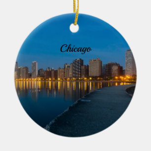 Cerâmica Ornamento de Souvenir Cityscape, norte Chicago