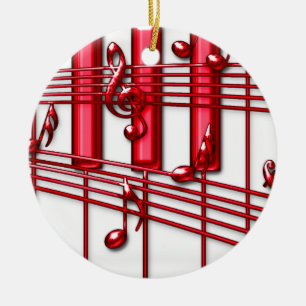 Cerâmica Ornamento de Teclado Piano Vermelho
