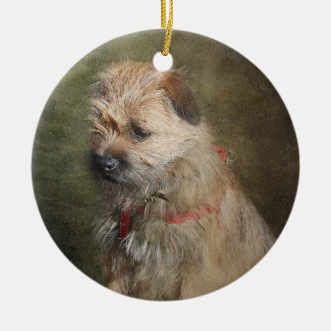 Cerâmica Ornamento de Terrier de beira (Frente)