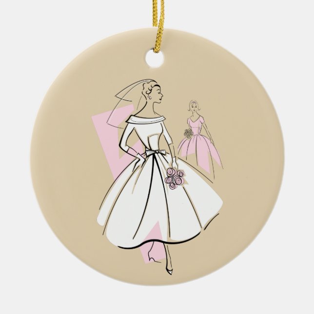 Cerâmica Ornamento de Texto Neutro da Noiva da Moda da Moda (Frente)