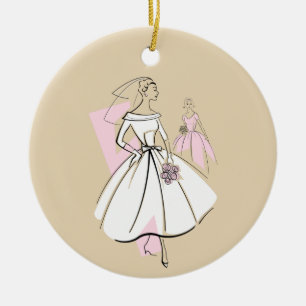 Cerâmica Ornamento de Texto Neutro da Noiva de Moda