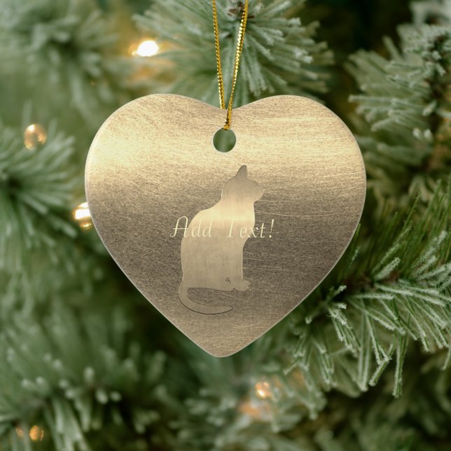 Cerâmica Ornamento de Texto para Adicionar Gato Dourado (Árvore)