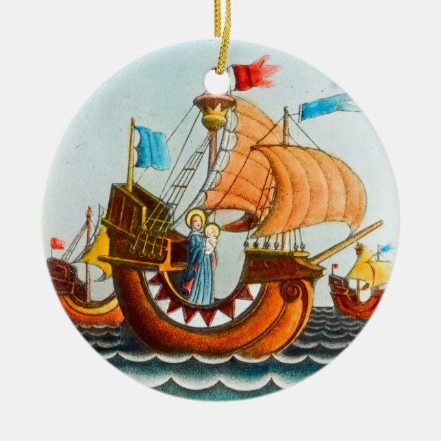 Cerâmica Ornamento de três navios (Frente)