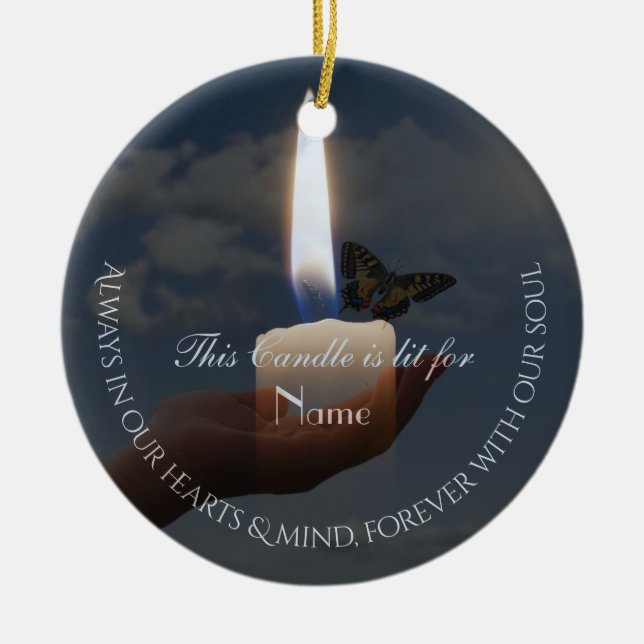 Cerâmica Ornamento de tributo de borboleta da VelaBrancaHAM (Frente)