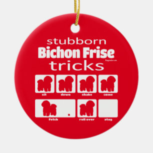 Cerâmica Ornamento de Truques de Frise de Bichon Stubborn