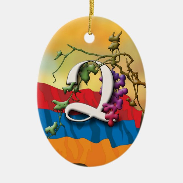 Cerâmica Ornamento de "Tsa" das iniciais do alfabeto (Frente)