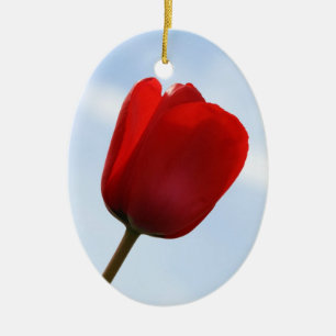 Cerâmica Ornamento de Tulipas Vermelhas