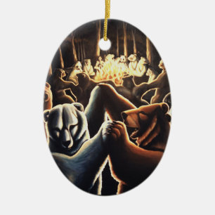 Cerâmica Ornamento de Ursos Dançantes Ofertas de Amor Mult