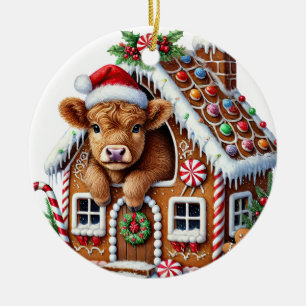 Cerâmica Ornamento de Vaca das Terras Altas do Natal