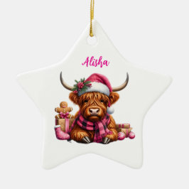 Cerâmica Ornamento de Vaca Highland Personalizada