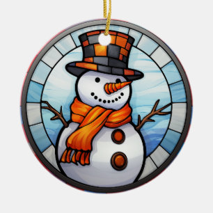 Cerâmica Ornamento de Vidro Snowman Cheerful