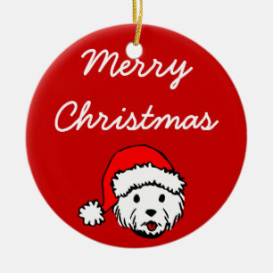 Cerâmica Ornamento de Westie do Feliz Natal