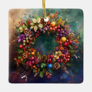 Cerâmica Ornamento de Wreath de Natal