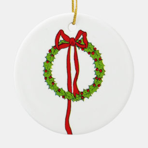 Cerâmica Ornamento de Wreath de Natal