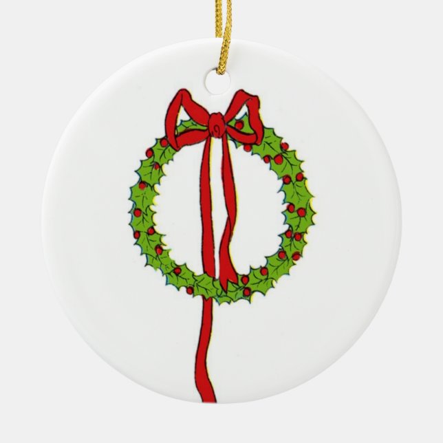 Cerâmica Ornamento de Wreath de Natal (Frente)