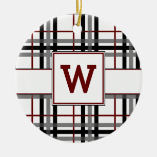 Cerâmica Ornamento de Xadrez Preta Branco e Vermelho