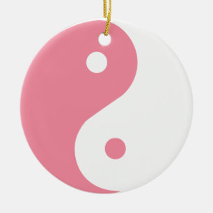 Cerâmica ornamento de Yin e Yang rosa