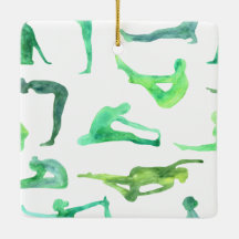 Ornamento de Yoga Verde Watercolor
