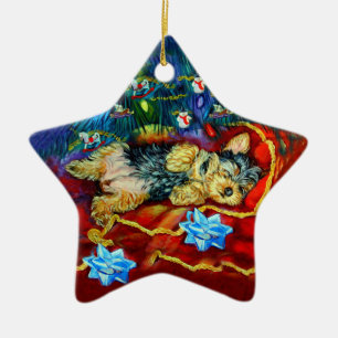 Cerâmica Ornamento de Yorkshire Terrier Star
