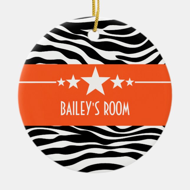 Cerâmica Ornamento de Zebra Estrela Sassy Laranja (Frente)