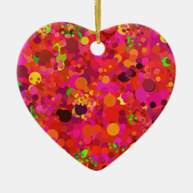 Cerâmica Ornamento decorativo de pontos Dourados e rosa ver (Frente)