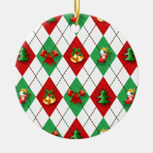 Cerâmica Ornamento Decorrido de Argyle de Natal