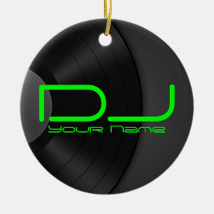 Cerâmica Ornamento DJ com fundo de vinil