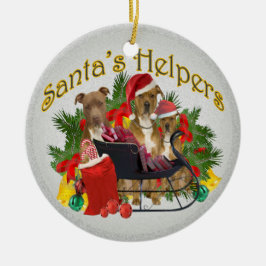 Cerâmica Ornamento do ajudante do papai noel de Pitbull