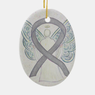Cerâmica Ornamento do Anjo da Fita de Sensibilização das 