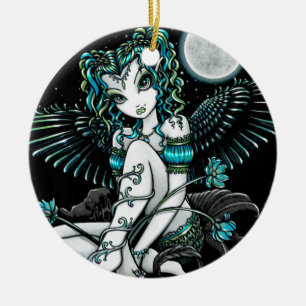 Cerâmica Ornamento do anjo da lua do lírio de água de