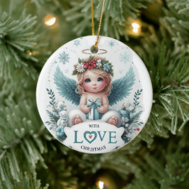 Cerâmica Ornamento do bebê Angel de Natal