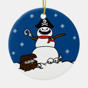 Cerâmica Ornamento do boneco de neve do pirata do Natal