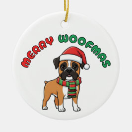 Cerâmica Ornamento do Boxer de Natal: Feliz Woofmas