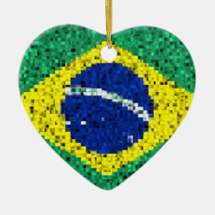 Cerâmica Ornamento do brilho da bandeira de Brasil