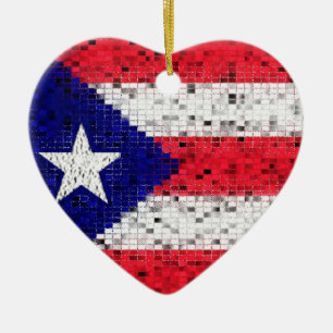 Cerâmica Ornamento do brilho da bandeira de Puerto Rico