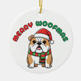 Cerâmica Ornamento do Bulldog de Natal: Feliz Woofmas