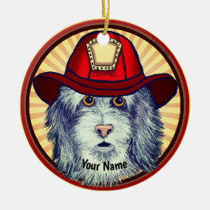 Cerâmica Ornamento do Caçador de Bombeiros de Sheepdog