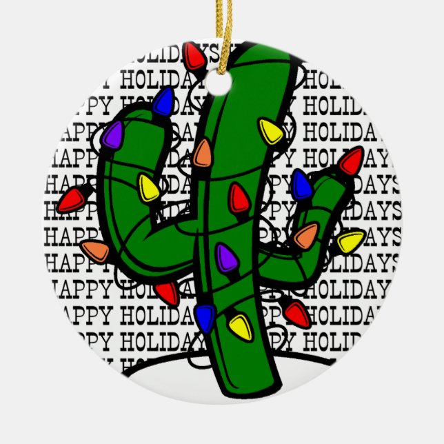 Cerâmica Ornamento do Cactus de Natal (Frente)