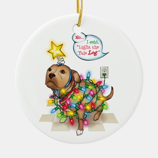 Cerâmica Ornamento do cão de Yule (Frente)